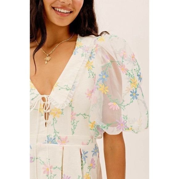 NEW FOR LOVE & LEMONS MAJORIE EMBROIDERED MINI DRESS - Picture 6 of 10